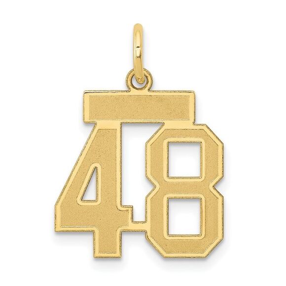 14k Yellow Gold Jersey Collection Small Number 48 Pendant